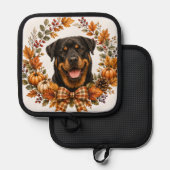 Rottweiler-Herbstkranz Topflappen (Vorderseite/Rückseite)