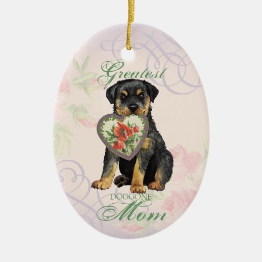 Rottweiler Herz Mama Keramik Ornament (Vorne)