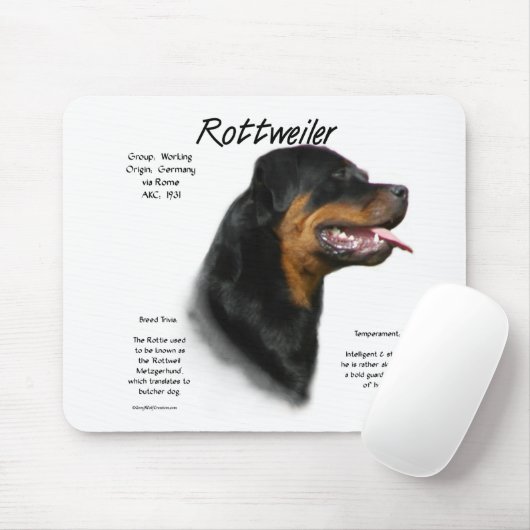 Rottweiler History Design Mousepad (Mit Mouse)