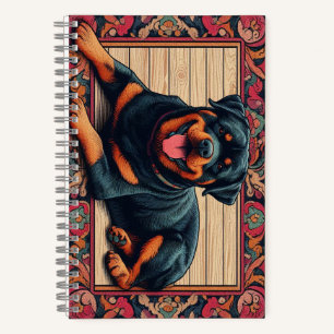 Rottweiler Hund 3D Stylische Farbige Umrandung Notizblock