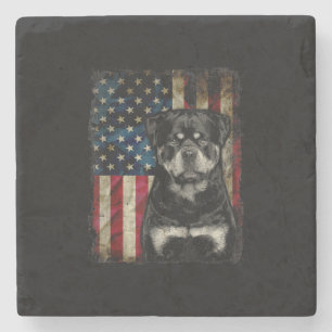 Rottweiler Hund 4. july amerikanischer Fahnenpatri Steinuntersetzer