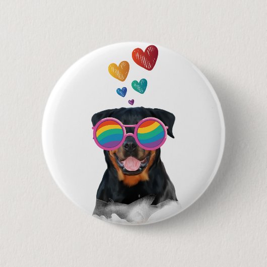 Rottweiler Hund am Valentinstag des Herzens Button (Vorderseite)