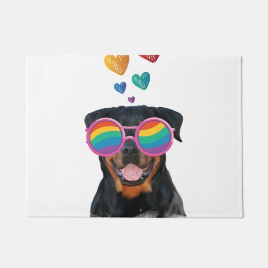 Rottweiler Hund am Valentinstag des Herzens Fußmatte (Vorderseite)