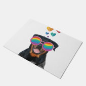 Rottweiler Hund am Valentinstag des Herzens Fußmatte (Schrägansicht)
