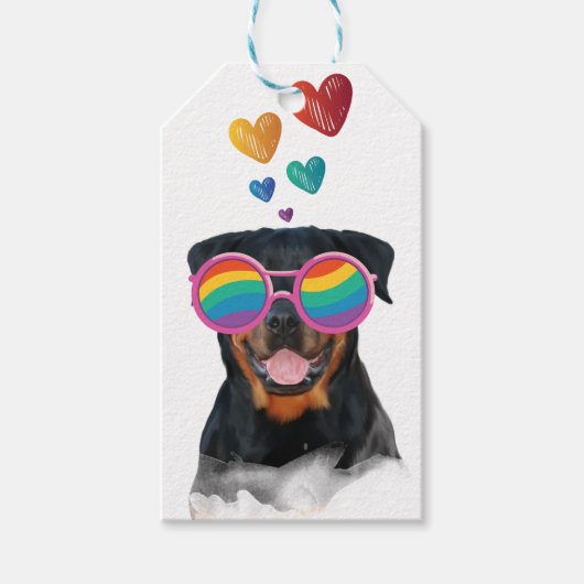 Rottweiler Hund am Valentinstag des Herzens Geschenkanhänger (Vorderseite)
