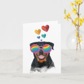 Rottweiler Hund am Valentinstag des Herzens Karte (Gelbe Blume)