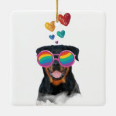 Rottweiler Hund am Valentinstag des Herzens Keramikornament (Rückseite)