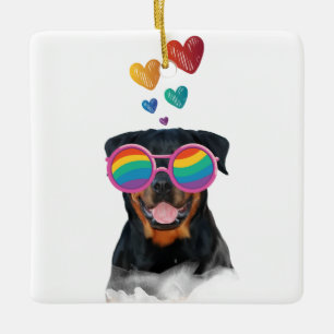 Rottweiler Hund am Valentinstag des Herzens Keramikornament