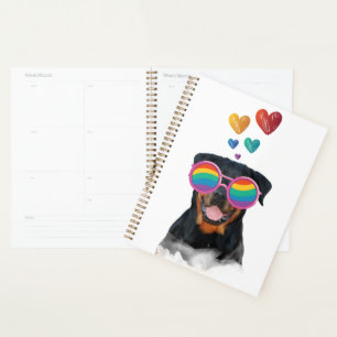 Rottweiler Hund am Valentinstag des Herzens Planer