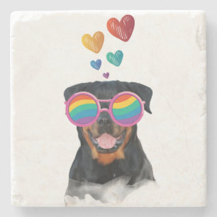 Rottweiler Hund am Valentinstag des Herzens Steinuntersetzer