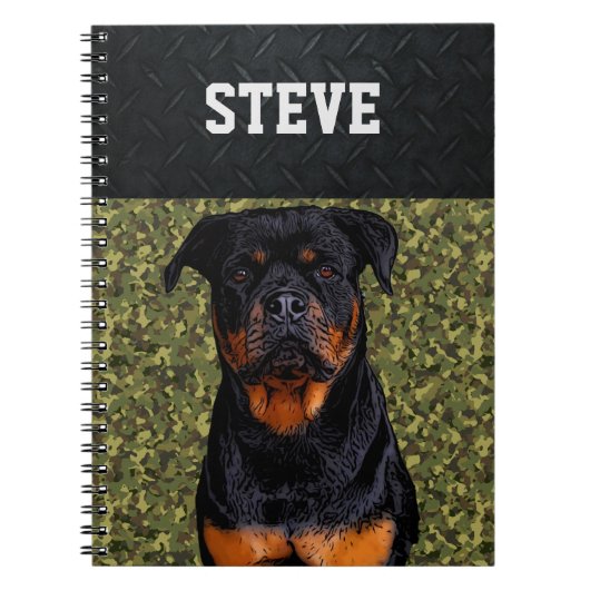 Rottweiler Hund Camouflage Tiername Cool Ruggetier Notizblock (Vorderseite)