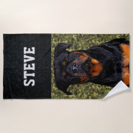 Rottweiler Hund Camouflage Tiername Cool Ruggetier Strandtuch
