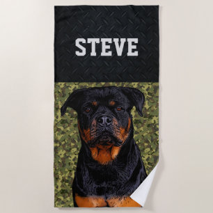 Rottweiler Hund Camouflage Tiername Cool Ruggetier Strandtuch