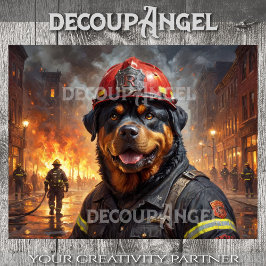 Rottweiler Hund Feuerwehrmann - Decoupage - Seidenpapier