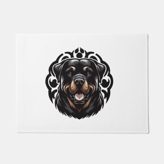Rottweiler-Hund Gesicht Fußmatte (Vorderseite)