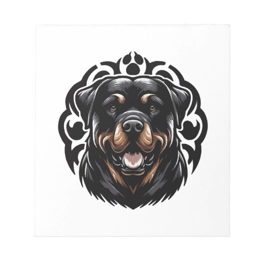 Rottweiler-Hund Gesicht Notizblock (Vorderseite)