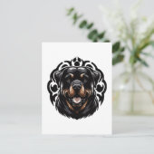 Rottweiler-Hund Gesicht Postkarte (Stehend Vorderseite)