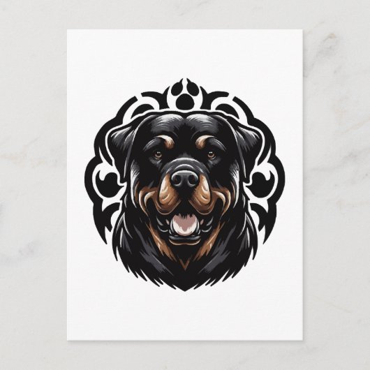 Rottweiler-Hund Gesicht Postkarte (Vorderseite)