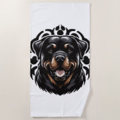Rottweiler-Hund Gesicht Strandtuch (Vorderseite)