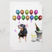 Rottweiler Hund glücklich Neues Jahr Briefpapier (Vorne/Hinten)