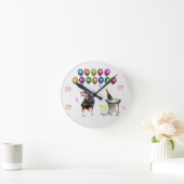 Rottweiler Hund glücklich Neues Jahr Runde Wanduhr (Zuhause)