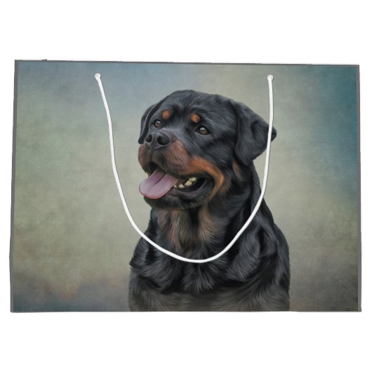 Rottweiler Hund Große Geschenktüte (Rückseite)