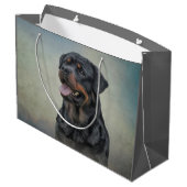 Rottweiler Hund Große Geschenktüte (Rückseite Schrägansicht)