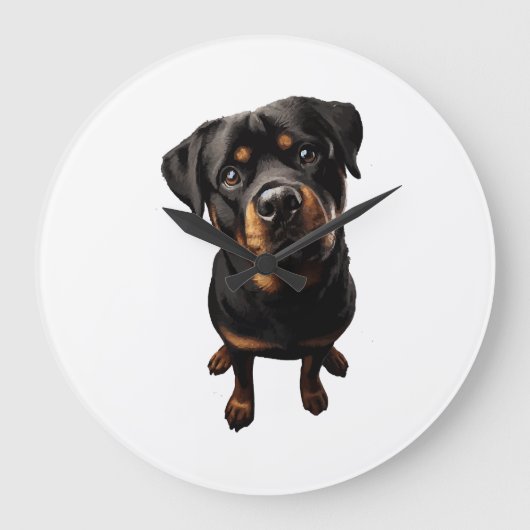Rottweiler Hund Große Wanduhr (Vorderseite)