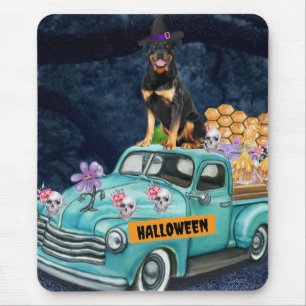 Rottweiler Hund Halloween LKW Beängstigende Nacht Mousepad
