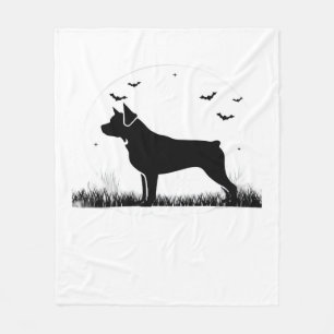 Rottweiler Hund Halloween Mond Silhouette Oversiz Fleecedecke
