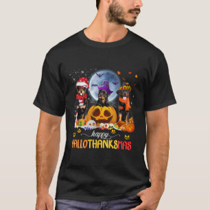 Rottweiler Hund Happy Hallothanksmas Halloween T-Shirt
