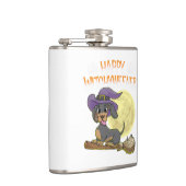 Rottweiler Hund Happy Halloween Hexen Flachmann (Rechts)