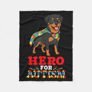 Rottweiler-Hund Held Für Autismus-Bewusstsein Akze Fleecedecke