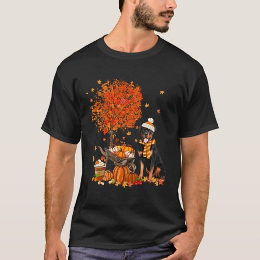 Rottweiler Hund Herbst Fall Pumpkin Truck Mappe Th T-Shirt (Vorderseite)