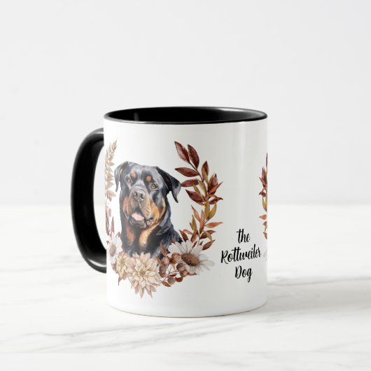 Rottweiler Hund Herbstkranz Tasse (Vorderseite Links)
