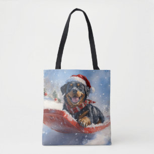 Rottweiler-Hund im Schlitten Lass es schneien Weih Tasche