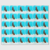 Rottweiler Hund im Schnee mit Weihnachtsmannmütze- Geschenkpapier (Flach)