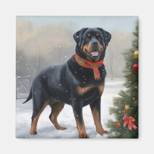 Rottweiler-Hund im Schnee Weihnachten Magnet