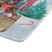 Rottweiler Hund im Schnee Weihnachtshaus Schneidebrett (Ecke)