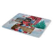 Rottweiler Hund im Schnee Weihnachtshaus Schneidebrett (Ecke)