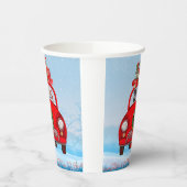 Rottweiler Hund in Auto mit dem Weihnachtsmann Pappbecher (Links)