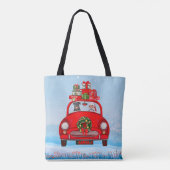 Rottweiler Hund in Auto mit dem Weihnachtsmann Tasche (Rückseite)