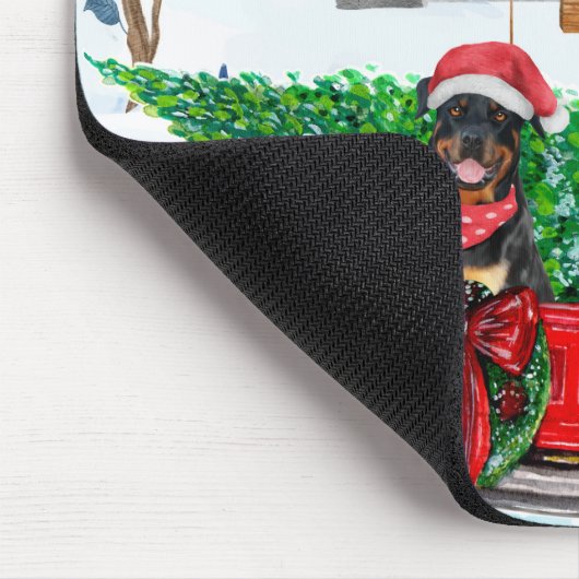 Rottweiler Hund in der Weihnachtslieferung LKW Sch Mousepad (Ecke)