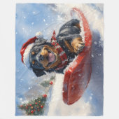 Rottweiler Hund in Sledge Let it Schnee Weihnachte Fleecedecke (Vorderseite)