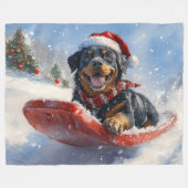 Rottweiler Hund in Sledge Let it Schnee Weihnachte Fleecedecke (Vorderseite (Horizontal))