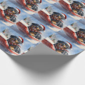 Rottweiler Hund in Sledge Let it Schnee Weihnachte Geschenkpapier (Ecke)