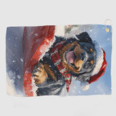 Rottweiler Hund in Sledge Let it Schnee Weihnachte Golfhandtuch (Horizontal)