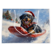 Rottweiler Hund in Sledge Let it Schnee Weihnachte Große Geschenktüte (Vorderseite)