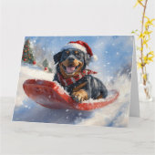 Rottweiler Hund in Sledge Let it Schnee Weihnachte Karte (Gelbe Blume)