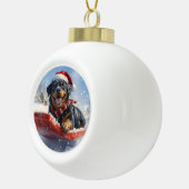 Rottweiler Hund in Sledge Let it Schnee Weihnachte Keramik Kugel-Ornament (Rechts)